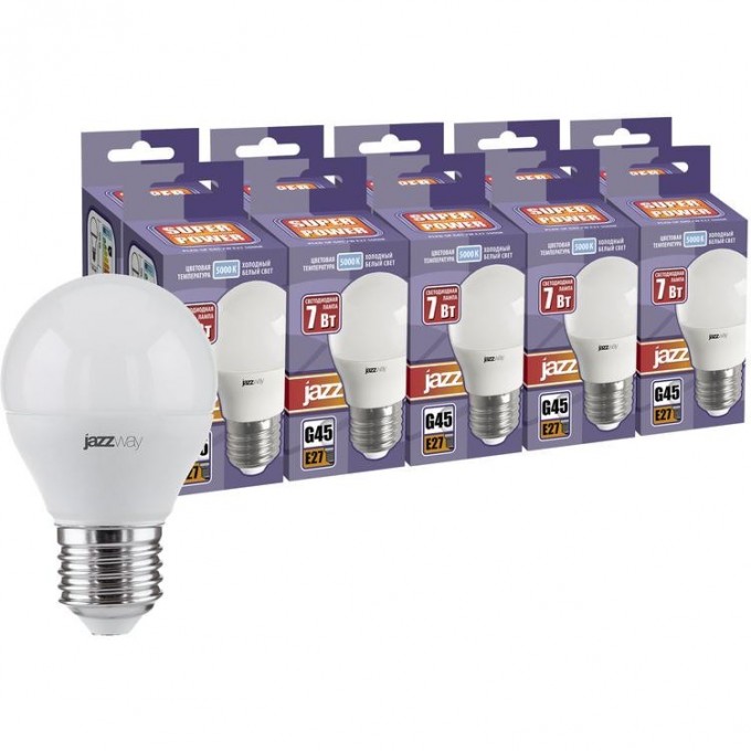 Лампа светодиодная JAZZWAY PLED-SP 7Вт G45 5000К E27 230В 50Гц 10шт. 1028426