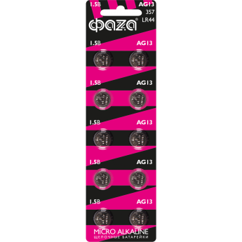 Марганцево-цинковые часовые элементы питания JAZZWAY ФАZА AG13 LR 44 BL-10