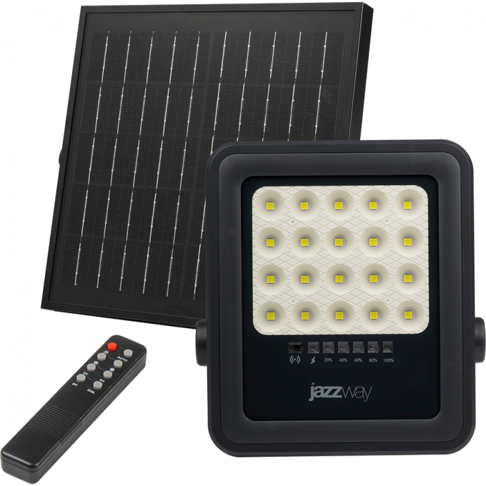 Прожектор светодиодный JAZZWAY PFL SOLAR 02 50 6500К GR IP65 ДО с солнечной панелью и пультом Pro+ 5058460 Прожектор светодиодный JAZZWAY PFL SOLAR 02 50 6500К GR IP65 ДО с солнечной панелью и пультом Pro+ 5058460